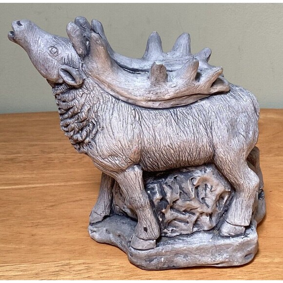 Vtg Mt St Helens ELK Sculpture Volcanic Ash Hand Crafted Carved Rustic 5.5" Tall - Picture 5 of 10